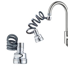 Sgphrzlt Faucet Extender for Bathroom Kitchen Sink with Stretchable Hose, 3 Water Outlet Modes Faucet Sprayer Attachment Extension, Anti-Splash Tap Water Saving Bathtub Sprayer Head, 2 Pack