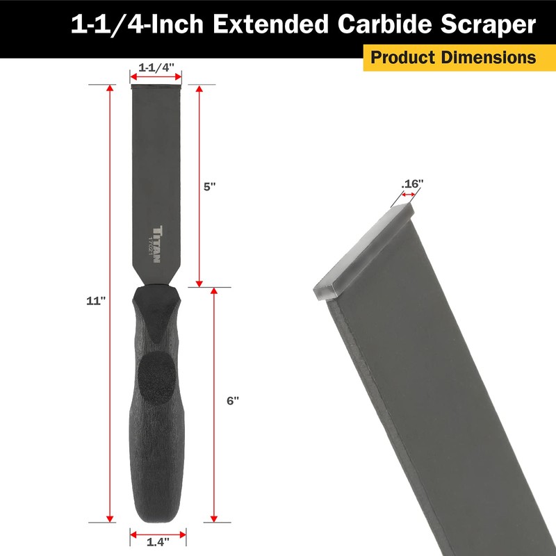 Titan 17021 Carbide Scraper, Long, 1-1/4 Blade