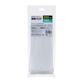 ELPA KBF-S200100 (WH) Cable Ties, 7.9 inches (200 mm), White