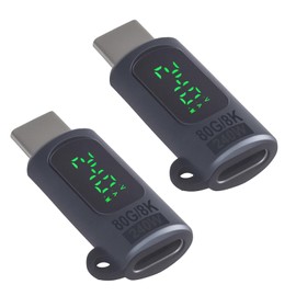 Maxhood USB C Extension Adapter 80Gbps, 240W Charging, 8K@60Hz Video, USB C Extender Digital Display Thunderbolt 5 Adapter for Headphone, Hub, Laptops,Game Controller,OTG Phone, Grey 2pcs