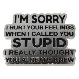 Leraverppy Enamel Pin,I'M SORRY I HURT YOUR FEELINGS WHEN I CALLED YOU STUPID I REALLY THOUGHT YOU ALREADY KNEW Lapel Pin,Sarcastic Quote Badge Gift For Teens Students Friends DIY Decor Jacket Shirt
