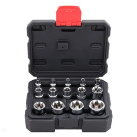 YMJOGGUE E 14pcs Star Shape Torx Socket Set Flower Socket Wrench E4 E5 E6 E7 E8 E10 E11 E12 E14 E16 E18 E20 E22 E24 Screw Removal E-Type Socket with Storage Box