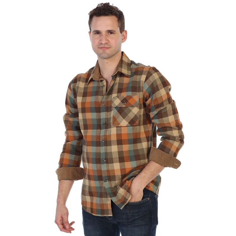 Gioberti Men's Brushed Flannel 100% Cotton Plaid Checkered Shirt with