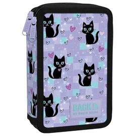 Derform Katzen 2 - Fach Federtasche gefüllt Federmäppchen Federmappe Black Cat