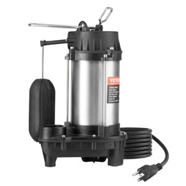 VEVOR Submersible Sump Pump, 0.75HP 5000GPH, 28 FT Lift Cast Iron Sewage Water Pump with 10 ft Power Cord and Automatic Float Switch, Stainless Steel for Clean Flooded Basement Yard Farm Sewer