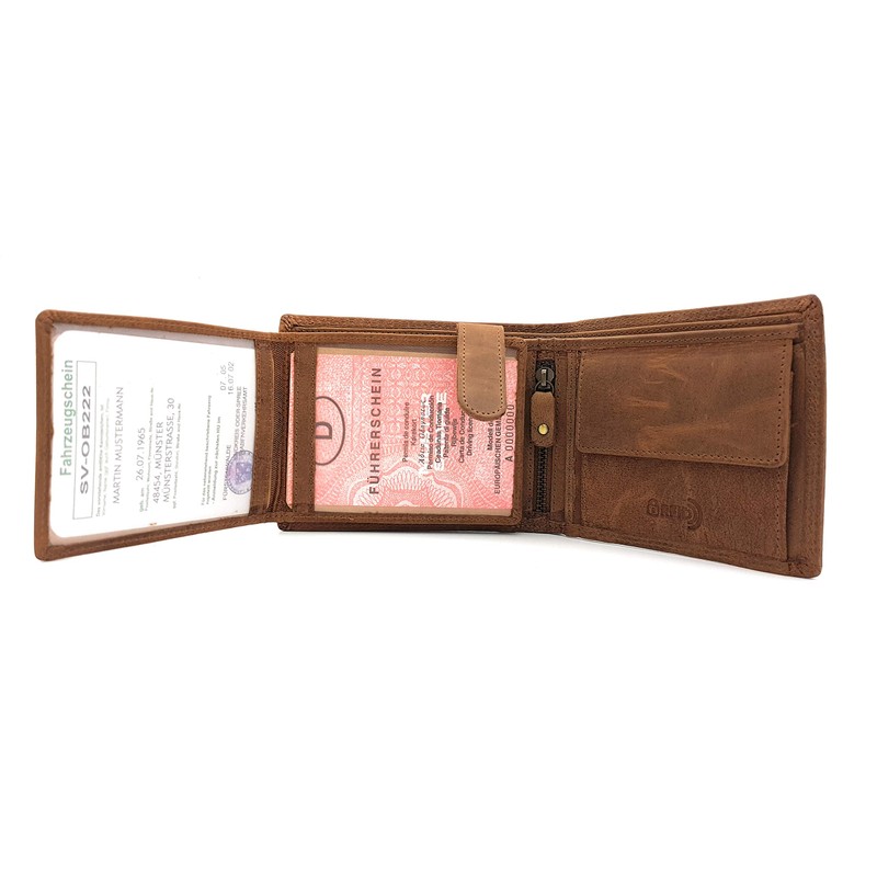 Lemasi Genuine Buffalo Full Leather Biker Wallet Skull with RFID