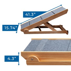 Dog-Proofer Pet Ramp - Lightweight and Durable Non-Slip Design for Pets Up to 150 Pounds, 6 Adjustable Easy-Access Heights, Folds Flat for Compact Storage, Up to 24.68 Inches Tall