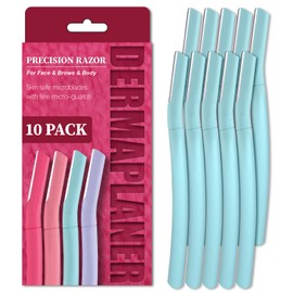 Face Razors for Women, Dermaplane Razor for Women Face, Eyebrow Razor, Facial Razors, Dermaplaning Tool, Gentle Skin Exfoliation Microblades for Sensitive Skin, Peach Fuzz Remover, 10 Count (Tidal)