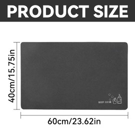 Wjelet Quick Dry Bath Mat 40x60cm, Super Absorbent Non-Slip Bathroom Rug, Anti-Mould Washable Floor Mat for Shower Bathtub Sink, Dark Grey