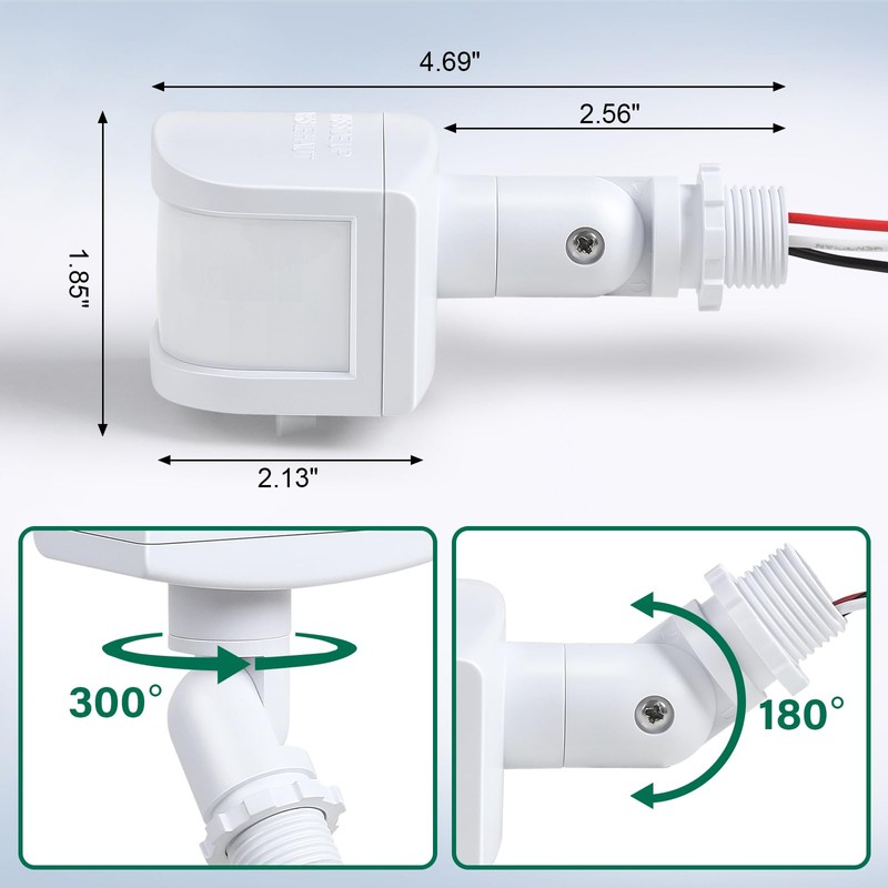 TREEWELL 240-Degree Replacement Motion Sensor, Adjustable LUX(5-300) & Time &
