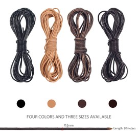 RUBY Approx. 20 m x 2 mm Genuine Leather Strap, Classic Leather Strap Chain, Leather Bands for Chains, Leather Cord for DIY Jewellery such as Bracelets, Necklaces and Watch Bracelets (Black 2 mm)