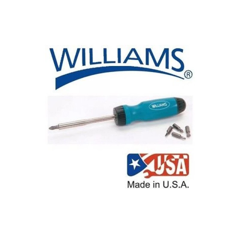 WILLIAMS WRS-1 Magnetic Tipped Ratcheting Screwdriver With 5 Bits (Made