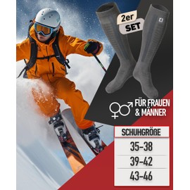 CORE GORIMO 2 Pairs - Merino Ski Socks - Pleasantly Warm and Super Soft - Optimal Support for Skiing for Men and Women, gray