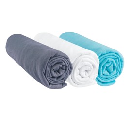 Lot de 3 Draps Housse Coton - 60 x 120 - Grey White Turquoise