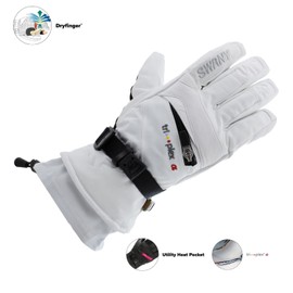 Swany Women's X-Change Sports Moisture-Wicking Quick-Drying Warm Durable Flexible Leather Winter Gloves, White, Medium