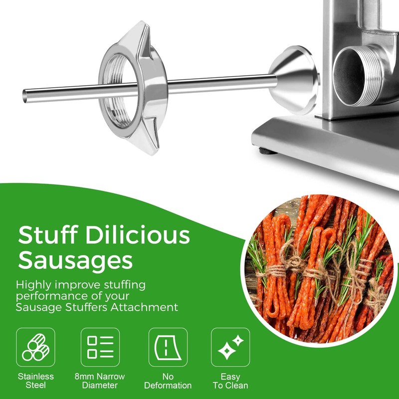 Wutfly 10mm Stainless Steel Sausage Stuffing Tubes and Sausage Stuffer