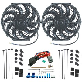 American Volt Dual 12" Inch Automotive Electric Engine Radiator Cooling Fans Upgraded 90W Motor 180'F Push-in Fin Probe Thermostat Sensor Switch Kit for Cars Trucks
