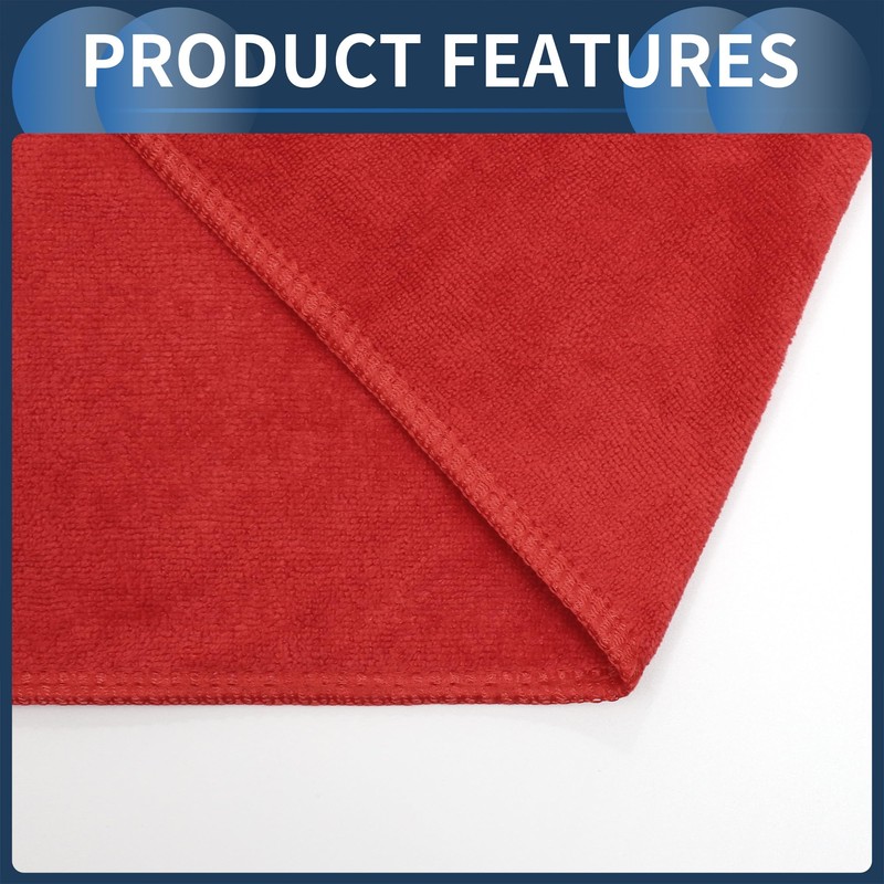 INFINAUTO Cleaning Cloths Towel,Car Drying Plush Cloth Absorbent Microfiber Red,1pcs