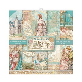 Stamperia SBBXS01 Pad-Double Face-Sleeping Beauty Scrapbooking Pad, Double-Sided, Sleeping Beauty, Paper, Various, 6 x 6 Inches, 6 Pieces