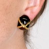 Kenneth Jay Lane Black Enamel Button Clip-On Earrings - Bow