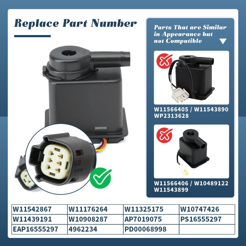 Esttlamer W11542867 Ice Maker Recirculation Pump Replacement for Whirlp for
