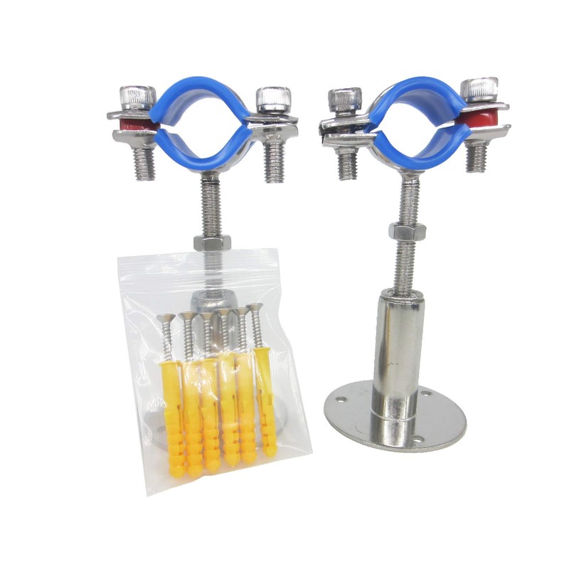 Stainless Steel Height-Adjustable Pipe Clamp - Wall/Ceiling Mounting for 25