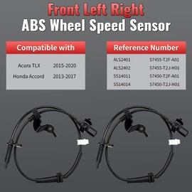 2Pcs ABS Sensor Front Left Right Compatible with Honda & Acura - Accord 2013-2017, TLX 2015-2020, ABS Wheel Speed Sensor Driver Passenger Side Brake Parts OE 57450T2FA01 57455T2FA01 ALS2402 ALS2401