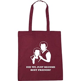Hippowarehouse Did We Just Become Best Friends? movie quote Tote Shopping Gym Beach Bag 42cm x38cm, 10 litres