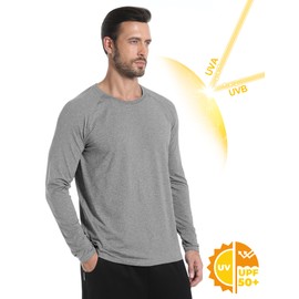 Men's Shirts Long Sleeve UPF 50+ Sun Protection Quick Dry Fit Athletic Workout Sun Shirts Running Fishing Gym Sport Active T-Shirts Tees 4 Pack XL