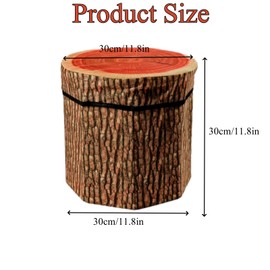 3 Pack Tree Stump Storage Stools 11.8 * 11.8 Inches Folding Storage Stool with Foam Cushion Cute Folding Storage Toy Box Collapsible Storage Seat Chest