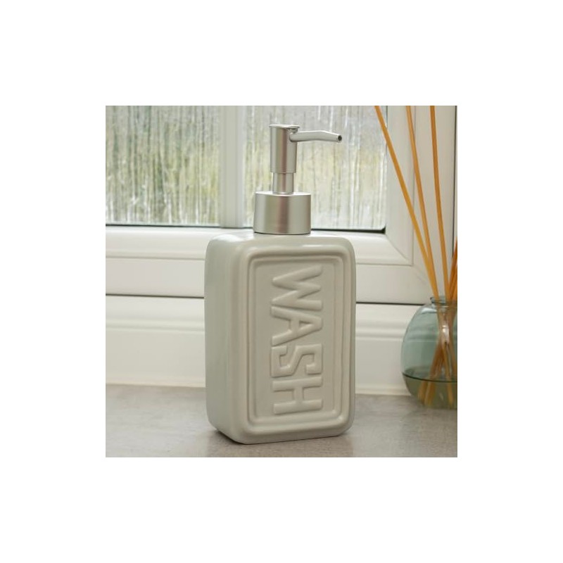 Embossed WASH Soap Dispenser 300ml Ceramic Lotion Bathroom Kitchen Accessories