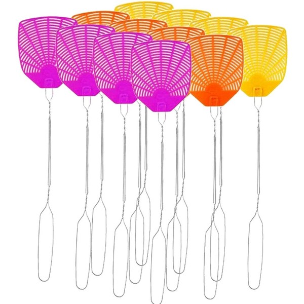 PIC Wire Metal Handle Fly Swatters (Colors May Vary), 6 Pack