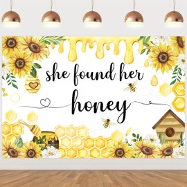 Wonmelody Bee Bridal Shower Decorations Backdrop She Found Her Honey Backdrop Banner Bride to Bee Bridal Shower Decorations Photo Background Meant to Bee Bachelorette Decors for Bee Themed Engagement