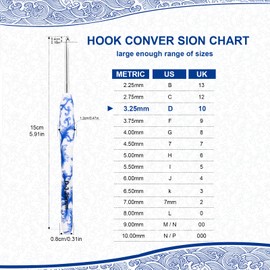 BCMRUN 3.25 mm(D) Crochet Hook for Arthritic Hands, Ergonomic Soft Grip Handle, Extra Long  Knitting Needles Rubber Handle Hook Crochet Needle for Beginners, Mothers Day Gifts (3.25mm-D)