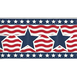 American Patriotic - USA Star & Stripe - Red White Blue - Wallpaper Border 95845fp