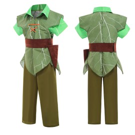 Lkbilswei Peter Pan Costume, For Boys, Cosplay, Costume, With Hat, Boot Cover, Top, Pants, Belt, Peter Pan Clothes, Halloween, Children's Costume, For Boys, School Festivals, Unisex, Stage Costume