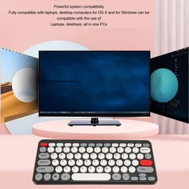 Keyboard and Mouse Combo, Cute Retro Keyboard with Round Keycaps, Mute Ergonomic 2.4G Keyboard Mouse Combo for Desktop PC Computer for OS X for Windows (Black)