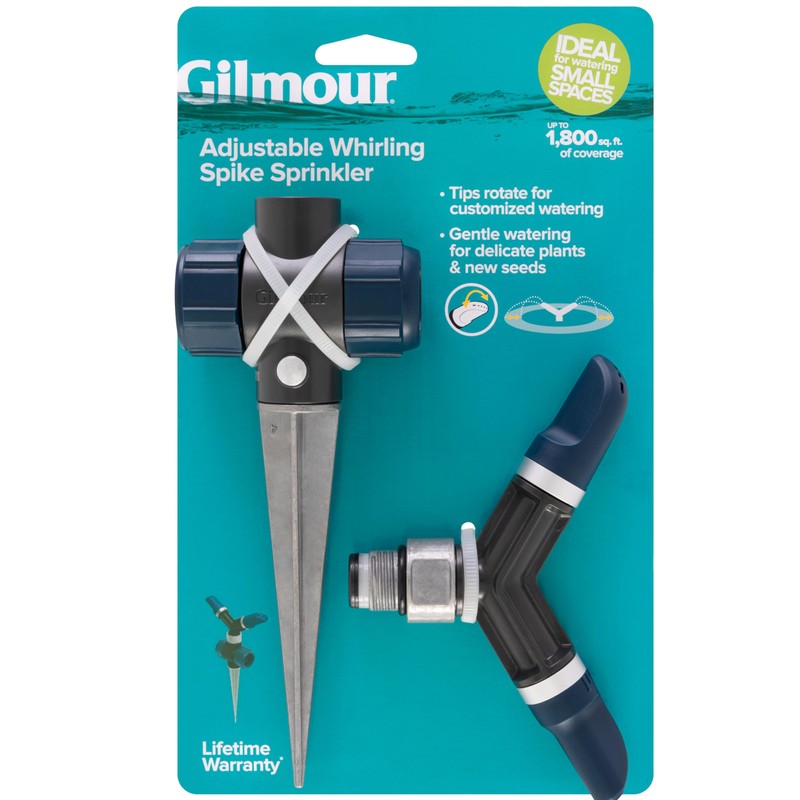 Gilmour Adjustable Spinning Sprinkler with Spike Base, Whirling Sprinkler Head