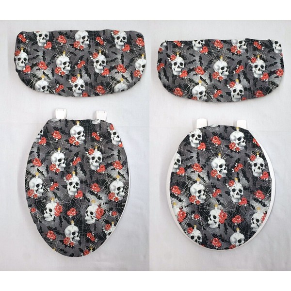 Penny's Needful Things Skulls Webs & Roses Toilet Seat Lid