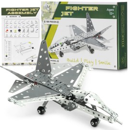 MALUVRIAN Erector Set Fighter Jet for Boys - Girls | Metal Model Airplane Kit for Adults Teens and Advanced Kids | Stem Toy | Educational and Engineering | 158 pcs