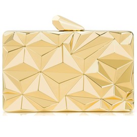 Milisente Women's Clutch Purses Metallic Bridal Party Geometric Evening Clutches Bags Cocktail Formal Handbags, 08r Gold