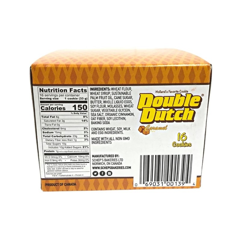 Double Dutch Orginal Caramel StroopWafels Singles 16 CT Box waffle