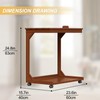 WUGCHDA C-Shaped Couch Table, Side Table with 360° Rotating Wheels,