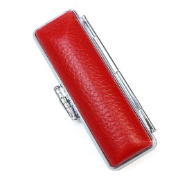INKN-MR-001 Stamp Case, Red (Red), With Vermilion, Leather, Real Stamp, Bank Seal, Correction Seal, Storage, Sparkling Punpunpunmaru
