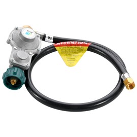 JEASOM GGC 3FT Two Stage Propane Regulator with Hose, Dual Stage Propane Hose with Leak-Proof Brass QCC1/Type1 Connector for Gas Grills RV Appliance Generator