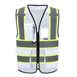 AYKRM 6XL 7XL 8XL white High Visibility Reflective Safety Vest big and tall