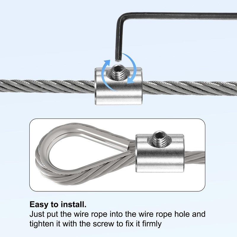 M METERXITY 8-Pack Wire Rope Cable Clamp, 6mm Hole 304