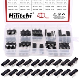 Hilitchi 40Pcs 20Values 74HCxx and 74LSxx Series Logic IC Assortment Kit, 20Pcs 74HCxx and 20Pcs 74LSxx(40)