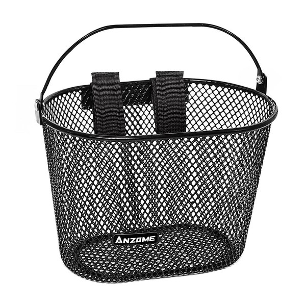 ANZOME bicycle basket for kids bicycle basket front bike basket with carry handle metal basket for boys and girls bicycle accessory suitable for all kids bikes