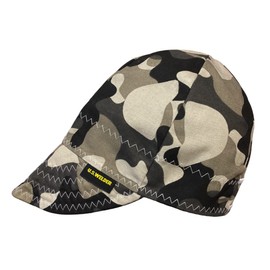 U.S. Welder CAMO Print Reversible Welding Cap (8, Black/Grey), Black / Gray